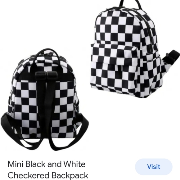 Mini Black and white checkerd backpack - Picture 1 of 5